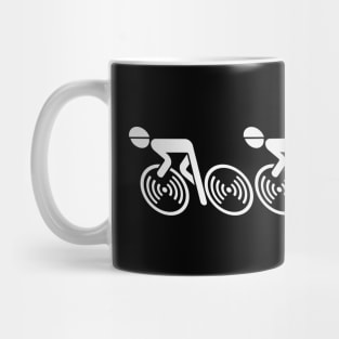 3 Racing Cyclists (Road Bike / Cycle Team / L<–R / White) Mug